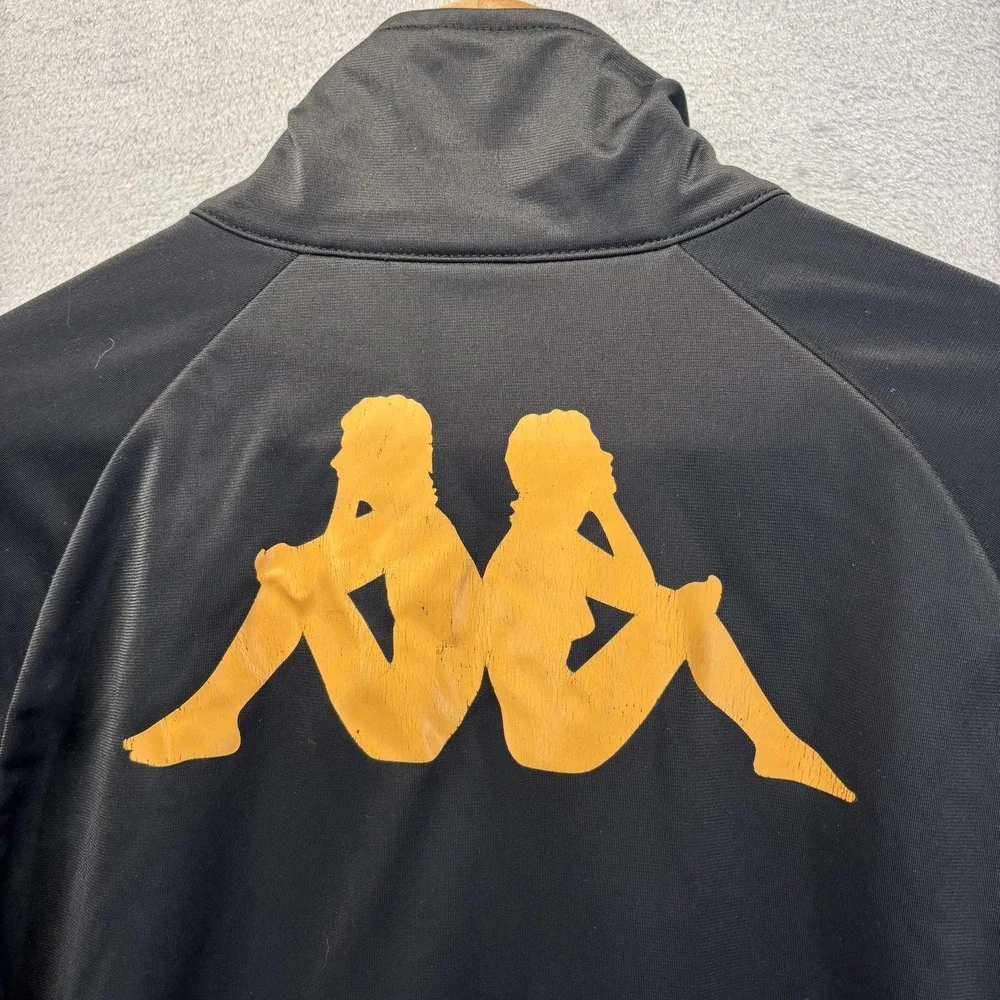 KAPPA‎ Track Jacket Mens Medium Black Full Zip Stretch Logo Gym Athletic Sporty